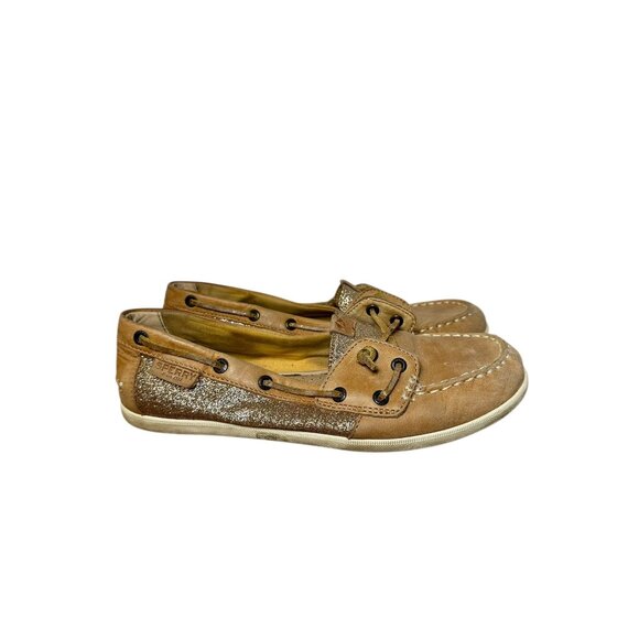 Sperry Top-Sider Coil Ivy Gold Sparkle Leather Boat Shoes Women’s 8M - Picture 3 of 10